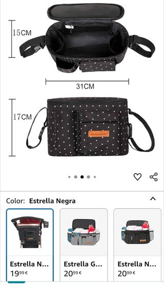 Bolsa organizadora para carrito de bebé Negra