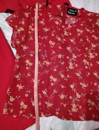 Traje de chaqueta y falda rojo talla 52