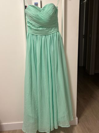 Vestido de fiesta verde agua talla, drapeado