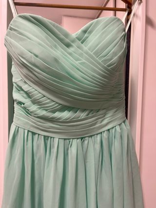 Vestido de fiesta verde agua talla, drapeado