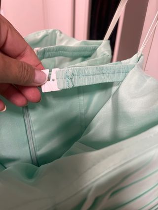 Vestido de fiesta verde agua talla, drapeado