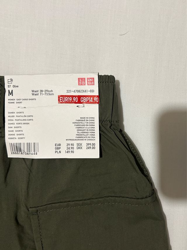 Shorts Cargo Uniqlo Talla M Verde Oliva