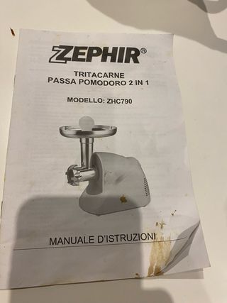 Zephir ZHC790 Tritacarne e Passapomodoro 2in1