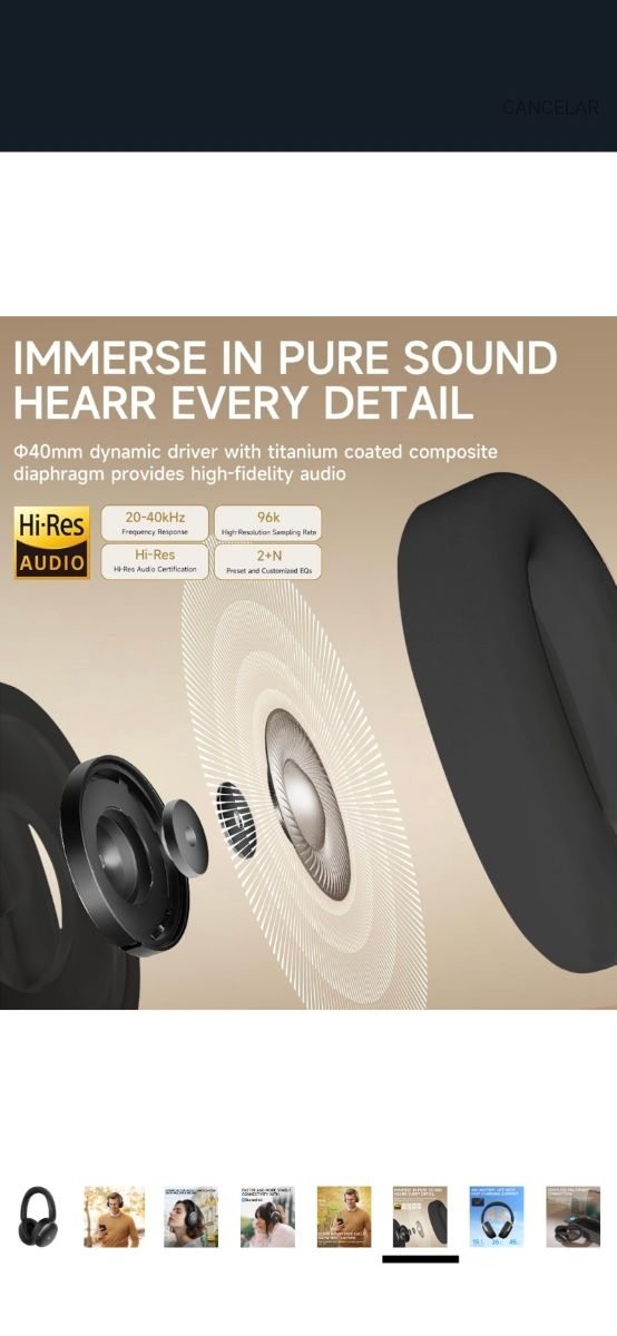 Auriculares Hi-Res con cancelación de ruido -44dB