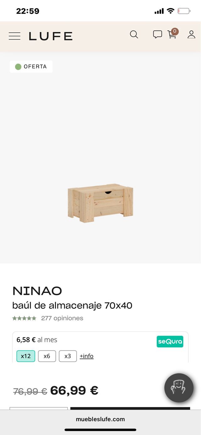 Baúl de almacenaje de madera lufe