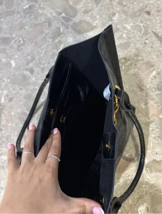 Bolso Tote Zara Negro Cocodrilo