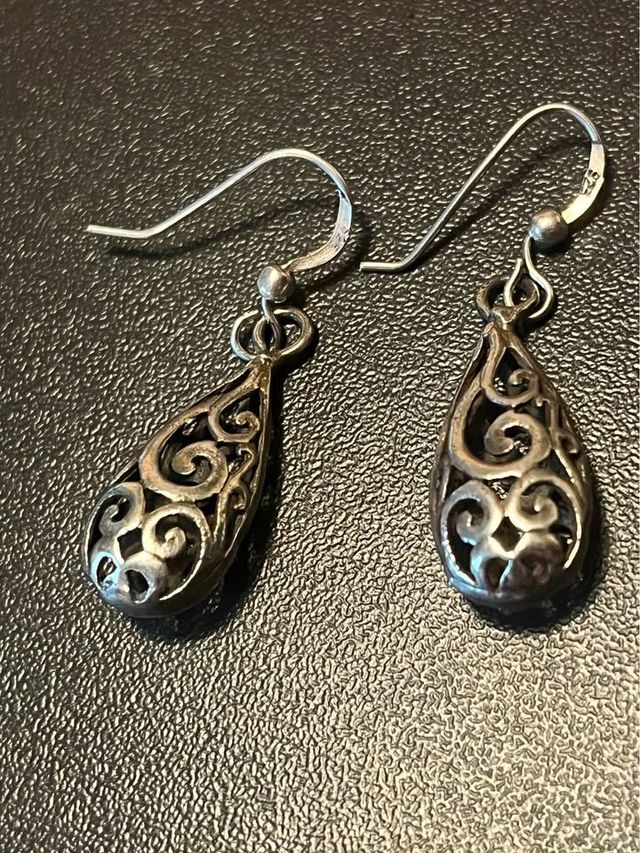 Orecchini vintage argento sterling traforato