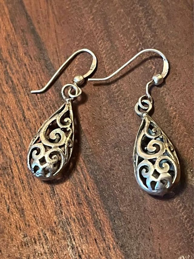 Orecchini vintage argento sterling traforato