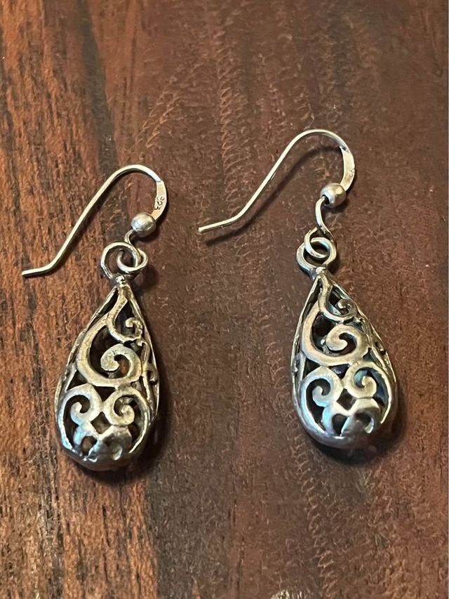 Orecchini vintage argento sterling traforato