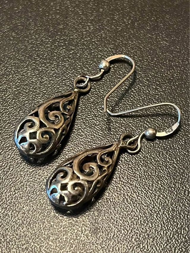 Orecchini vintage argento sterling traforato