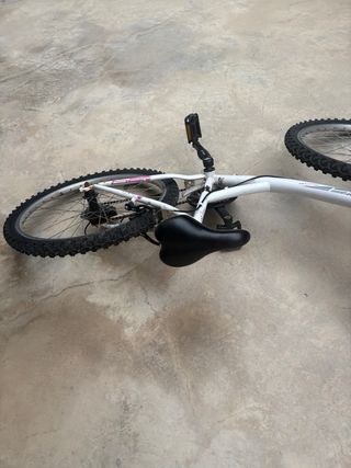 Bicicleta infantil blanca y rosa