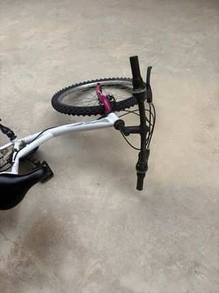 Bicicleta infantil blanca y rosa