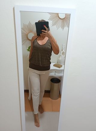 Top donna con righe oro