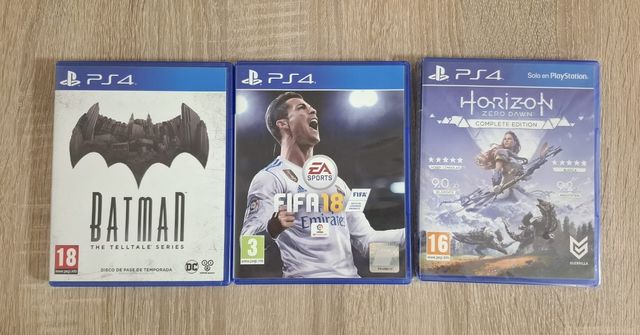 Lote 3 Juegos PS4: Batman, FIFA 18, Horizon Zero D