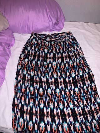 Falda larga estampada multicolor