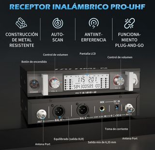Talomen Micrófono Inalámbrico UHF Set de 2 Negro