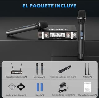 Talomen Micrófono Inalámbrico UHF Set de 2 Negro