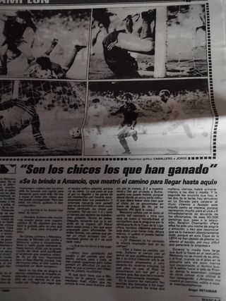 Cartel y periódico Copa UEFA Real Madrid 1985