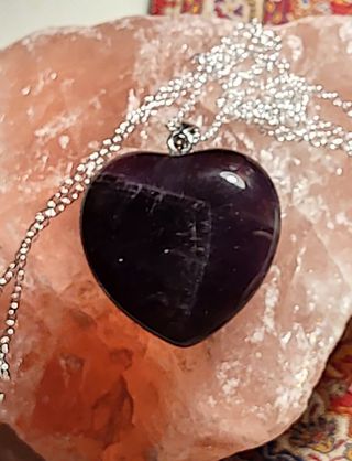Collar Corazón de Plata y  Amatista