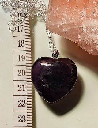 Collar Corazón de Plata y  Amatista