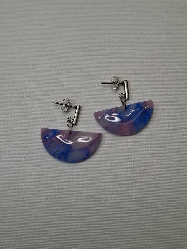 Pendientes Semiredondos Azul y Rosa.