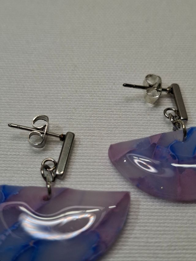Pendientes Semiredondos Azul y Rosa.