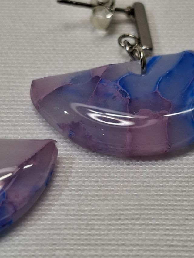 Pendientes Semiredondos Azul y Rosa.