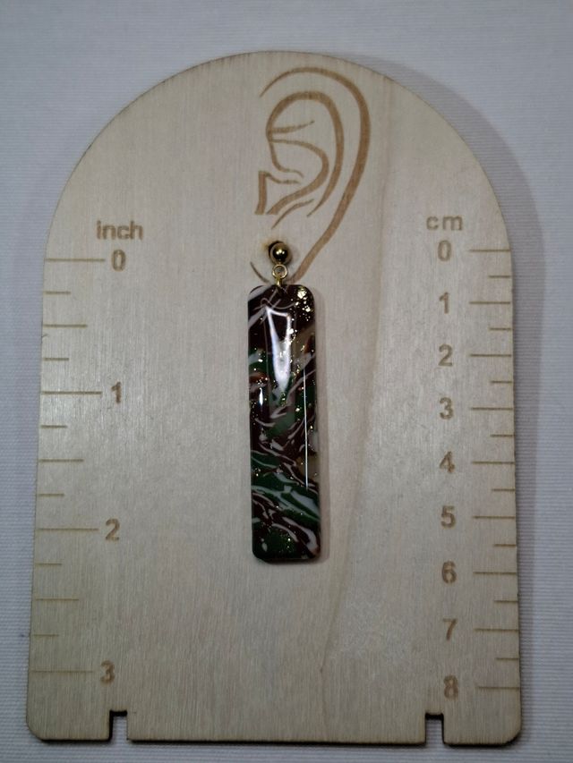 Pendientes largos marrones y verdes