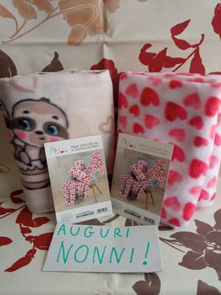 Set 2 Plaid Auguri Nonni in Microfibra