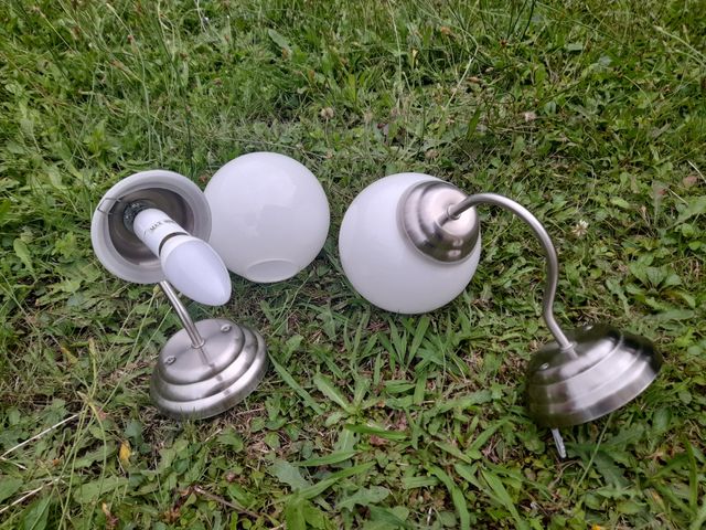 2 Apliques de Pared Ikea Acero y Cristal