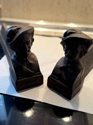 Pareja Morillos Chimenea Hierro Fundición