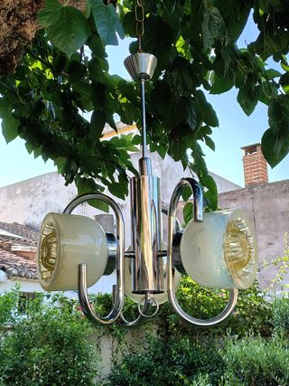 Lámpara Mazzega Vintage 3 Tulipanes Mostaza