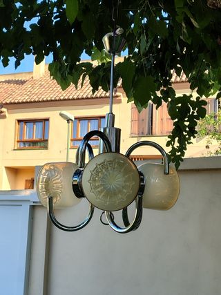 Lámpara Mazzega Vintage 3 Tulipanes Mostaza