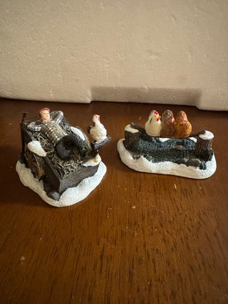 Luville set di 2 statuine con galline