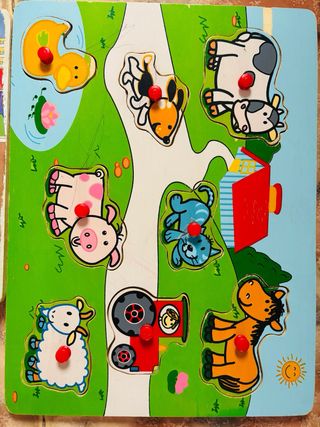 Puzzle Madera Animales, transportes, frutas. niños