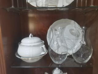 Vajilla Porcelana Santa Clara+Jueg. té+Cristal Boh