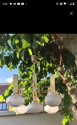 Lámpara Vintage Dorada 5 Tulipas Gaetano Sciolar