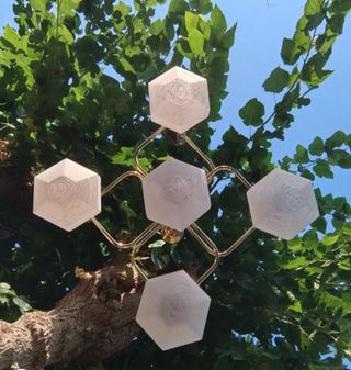 Lámpara Vintage Dorada 5 Tulipas Gaetano Sciolar