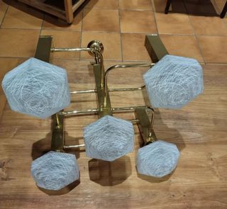 Lámpara Vintage Dorada 5 Tulipas Gaetano Sciolar