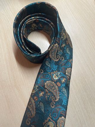 Corbata Paisley Oro y Teal