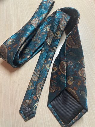 Corbata Paisley Oro y Teal