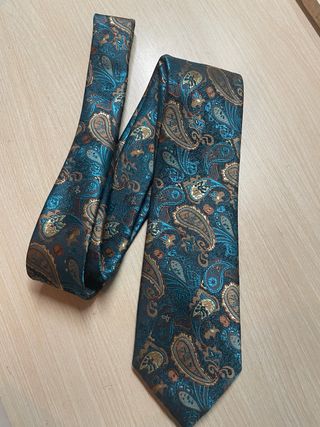 Corbata Paisley Oro y Teal