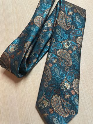 Corbata Paisley Oro y Teal