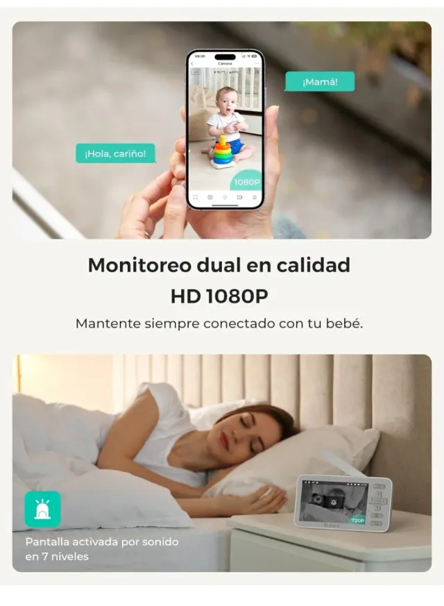 Cámara Bebé  1080p+ Monitor 4" + App Móvil