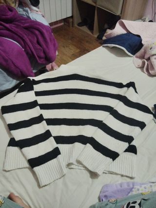 Jersey Stradivarius Rayas Blanco y Negro