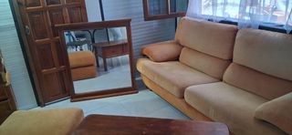Sofá Naranja 2 Plazas Grande y accesorios 
