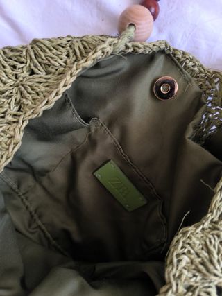 Bolso de mano Zara verde con cuentas