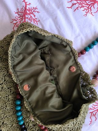 Bolso de mano Zara verde con cuentas