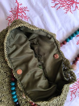 Bolso de mano Zara verde con cuentas