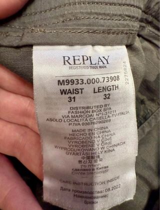 Pantaloni Replay cargo in cotone mimetico Tg 31